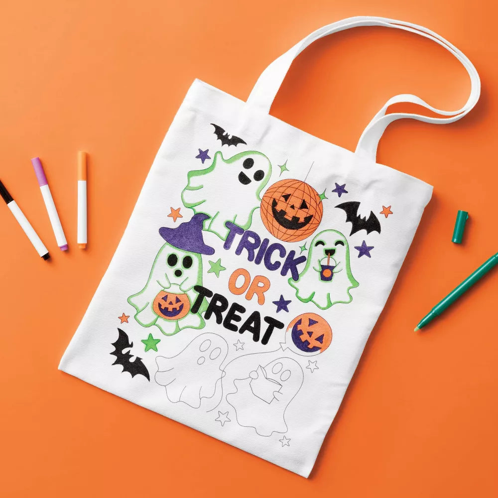 Halloween Craft Trick or Treat Tote Bag Coloring Activity DIY Art Kit