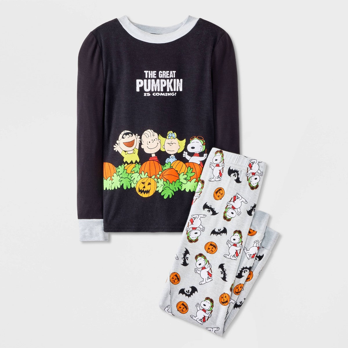 Pijama Peanuts Great Pumpkin Halloween 2 piezas negro y gris vista principal
