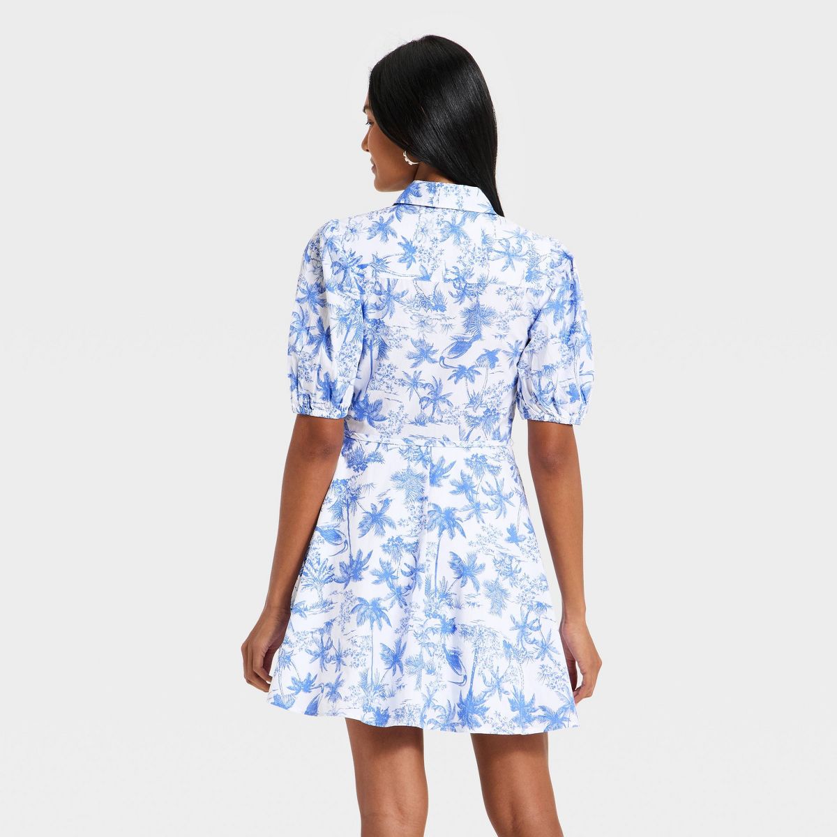 Women's Puff Sleeve Mini Shirtdress