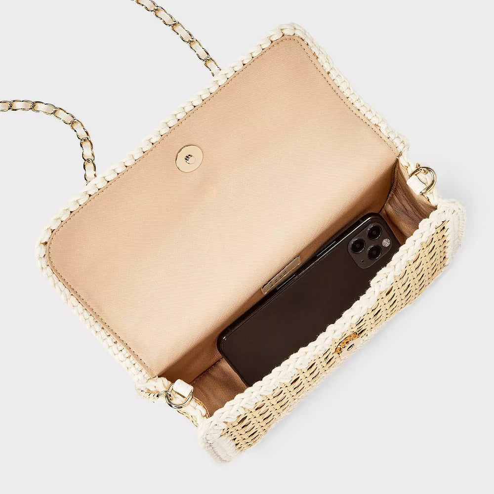 Straw Caning Crossbody Bag