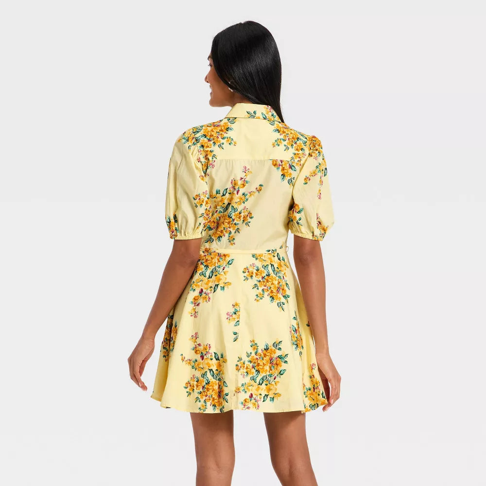 Women's Puff Sleeve Mini Shirtdress