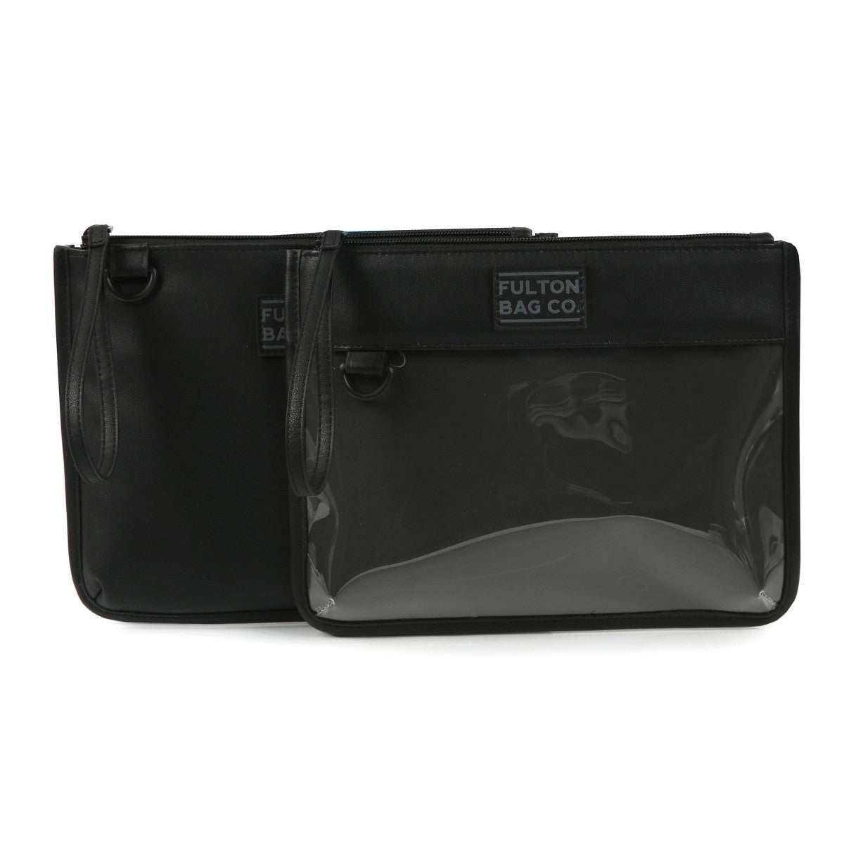 Set Fulton Bag Co. de dos bolsas térmicas para snacks en color negro con pouch transparente y sólida #color_FBC Black