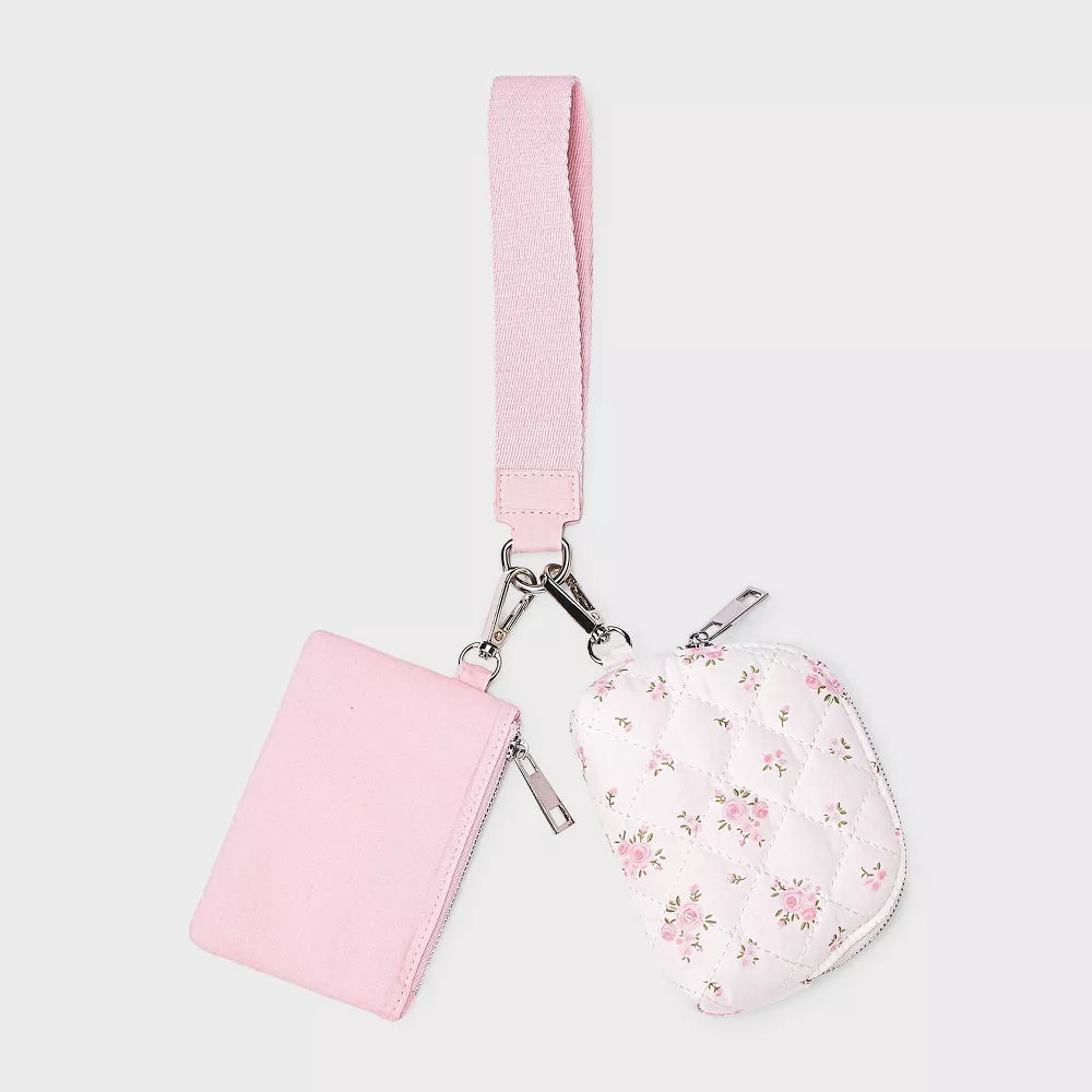 Girls' Floral Printed Quilted Wristlet Pouch