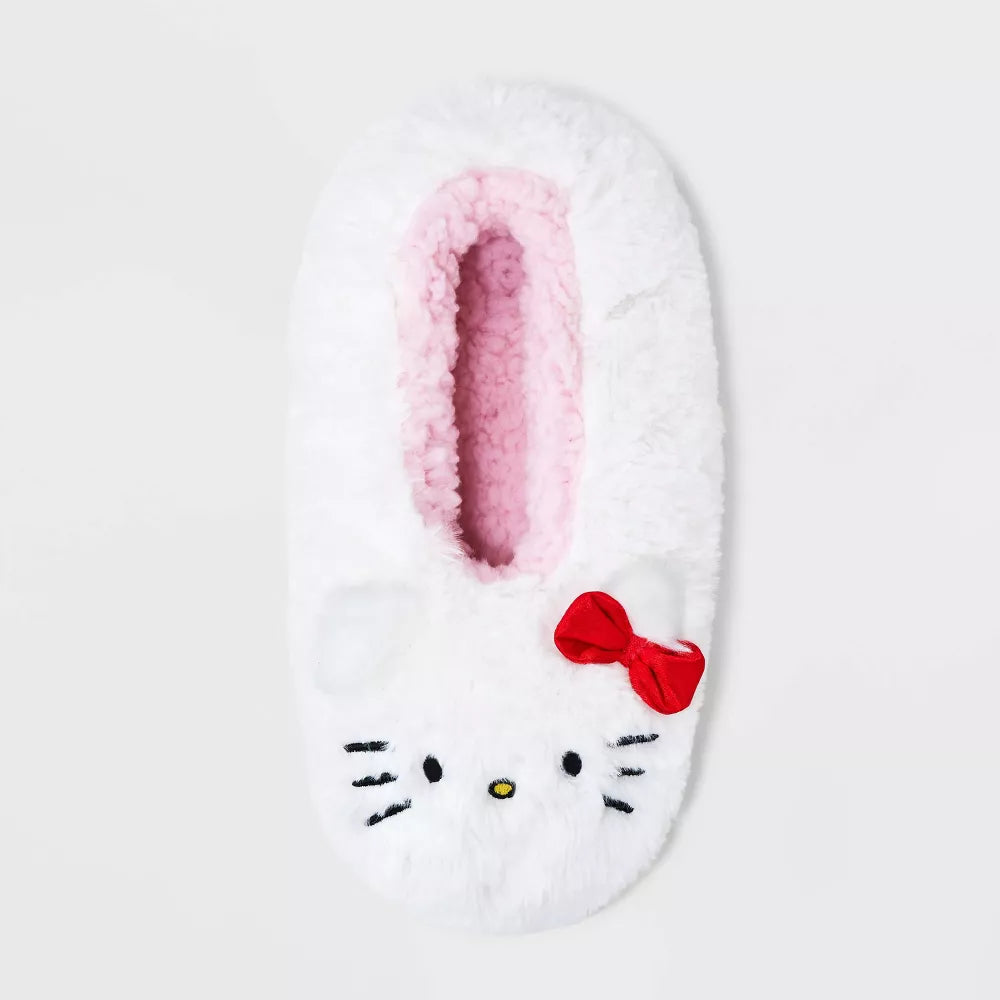 Women's Faux plush Hello Kitty Slipper Socks with Grippers