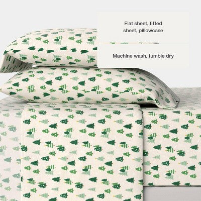 Wondershop Holiday Flannel Sheet Set, fotografía oficial del juego de sábanas, detalle 7 #color_WS Trees