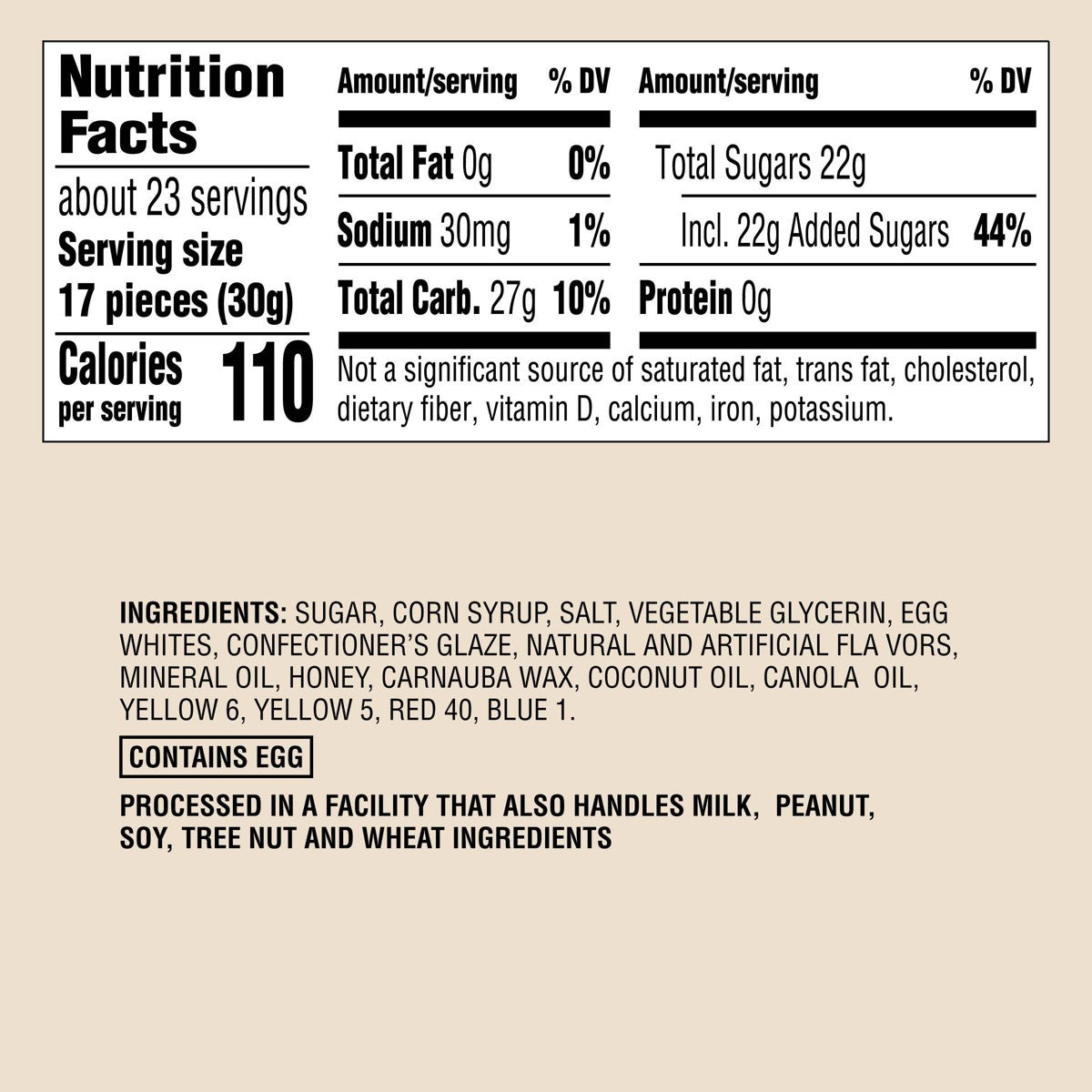 Información nutrimental de Favorite Day Fall Harvest Candy Corn de 24 oz