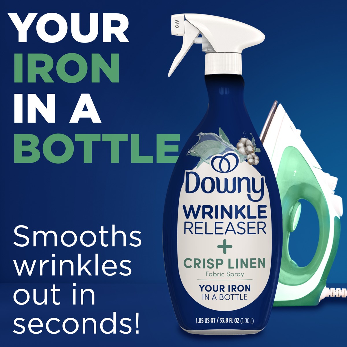 Downy Wrinkle Releaser Crisp Linen como alternativa rápida para suavizar arrugas en ropa