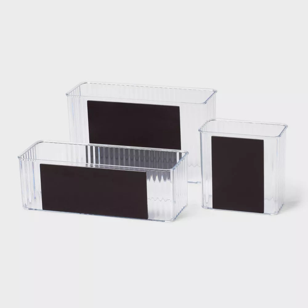 3pk Magnetic Storage Bins Clear