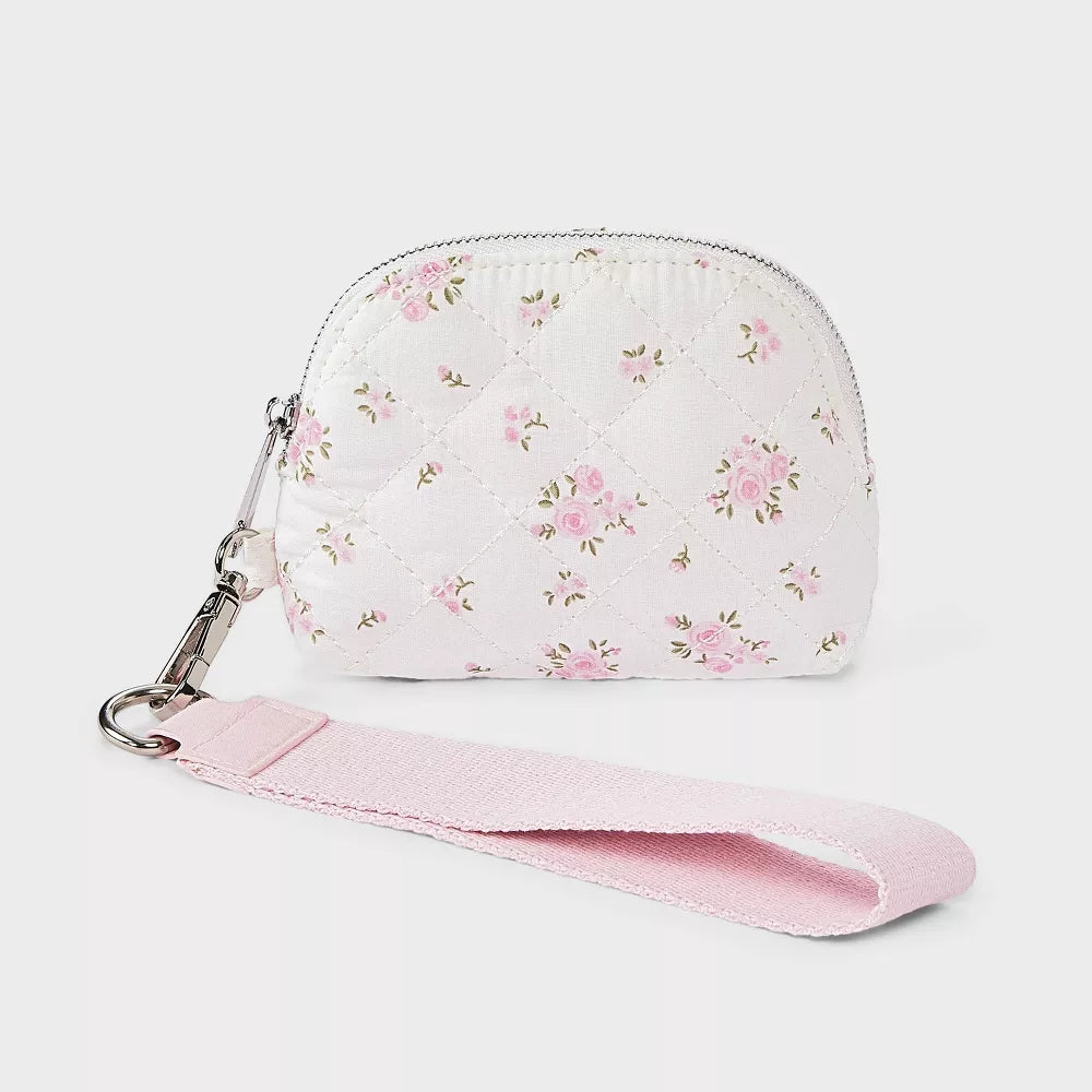 Girls' Floral Printed Quilted Wristlet Pouch