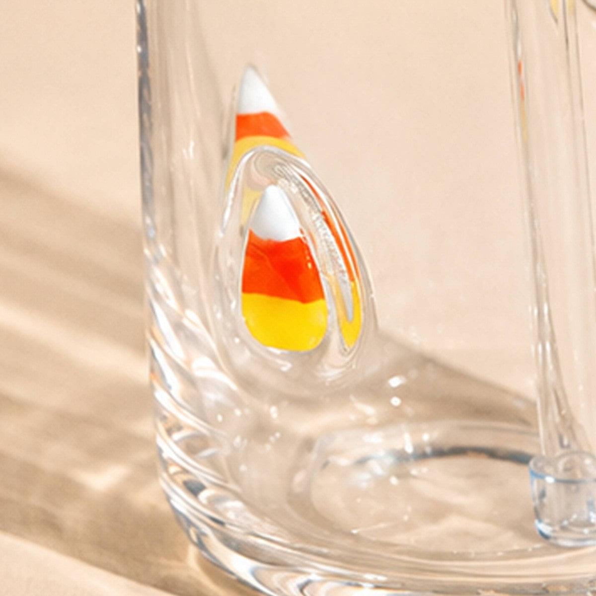 Vaso Halloween Candy Corn de vidrio para café frío y bebidas