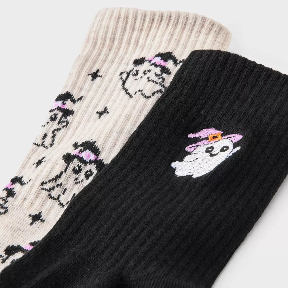 Girls' 2pk Halloween Ghost Socks