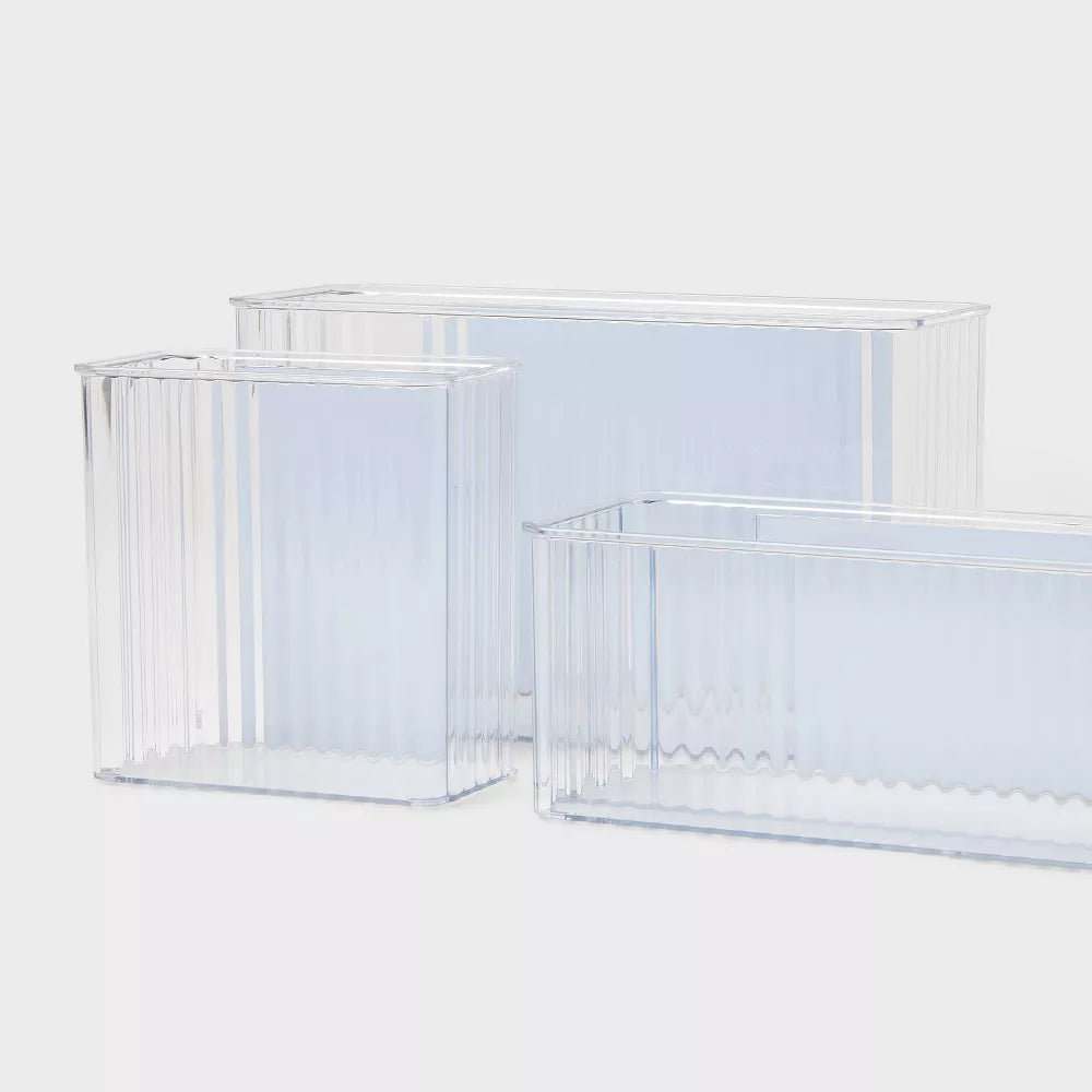 3pk Magnetic Storage Bins Clear