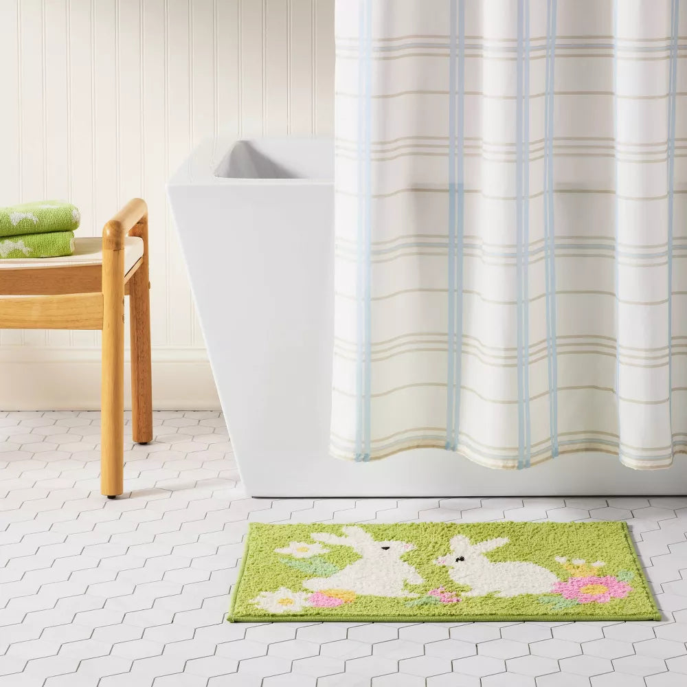 17"x24" Easter Bunny Bath Rug Green