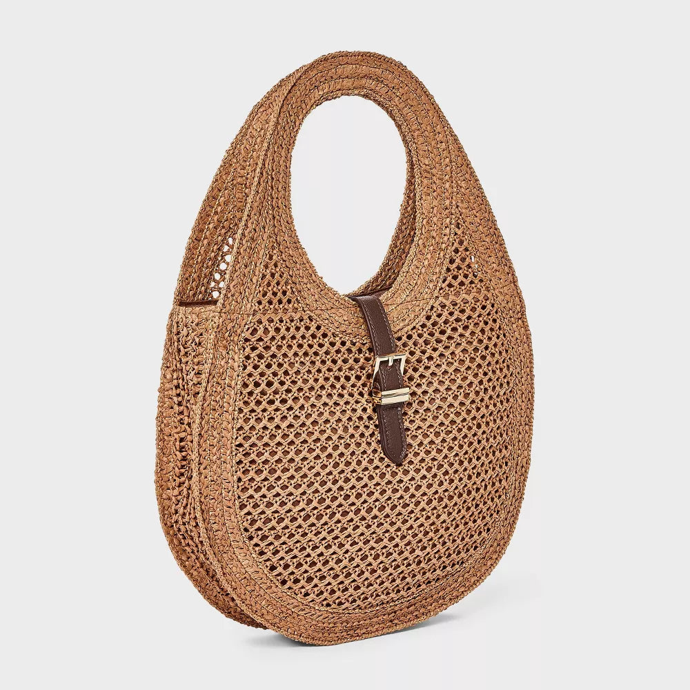 Straw Oval Shoulder Bag