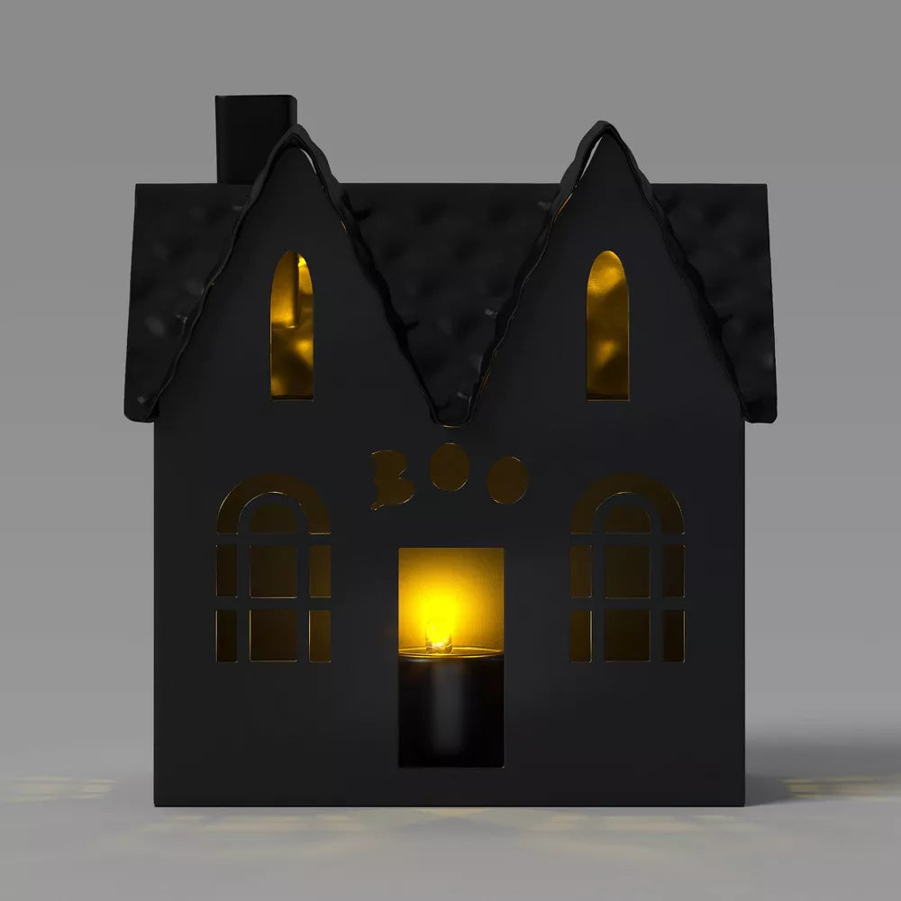Small Lit Metal Boo House