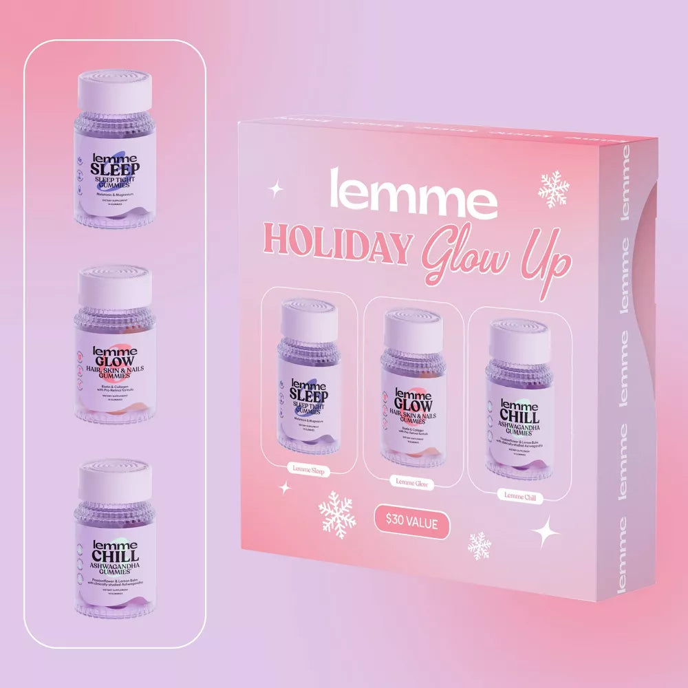 Lemme Holiday Glow Up Mini's Gift Set - Sleep Glow Chill - 3ct