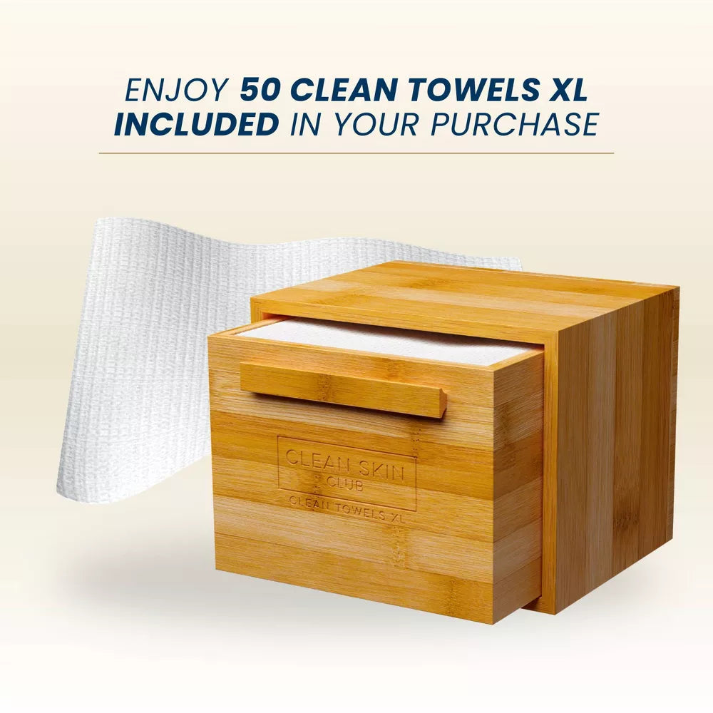 Clean Skin Club Clean Towels XL Original + Bamboo Container - 50 pz