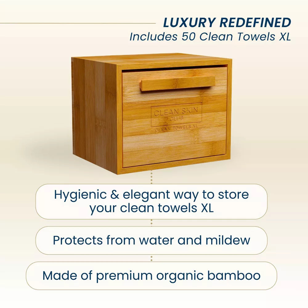 Clean Skin Club Clean Towels XL Original + Bamboo Container - 50 pz