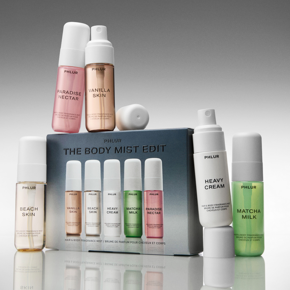 Set de body mists PHLUR The Body Mist Edit con caja y cinco fragancias