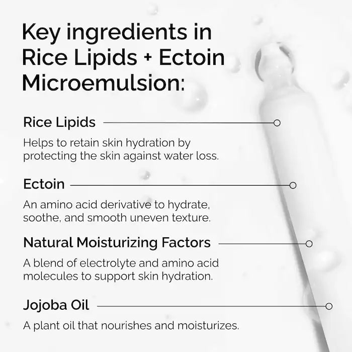 Rice Lipids + Ectoin Microemulsion Moisturizer for Soothing Hydration & Reduced Redness