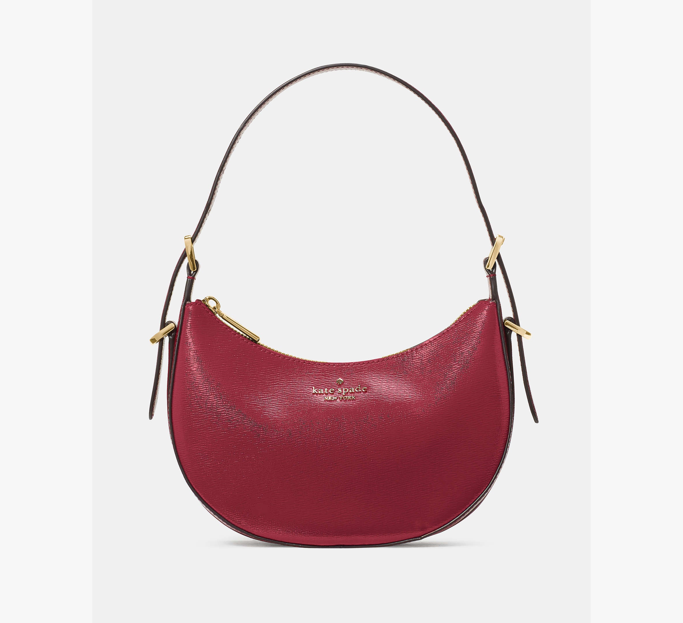 Nova Textured Patent Leather Small Crescent Shoulder Bag