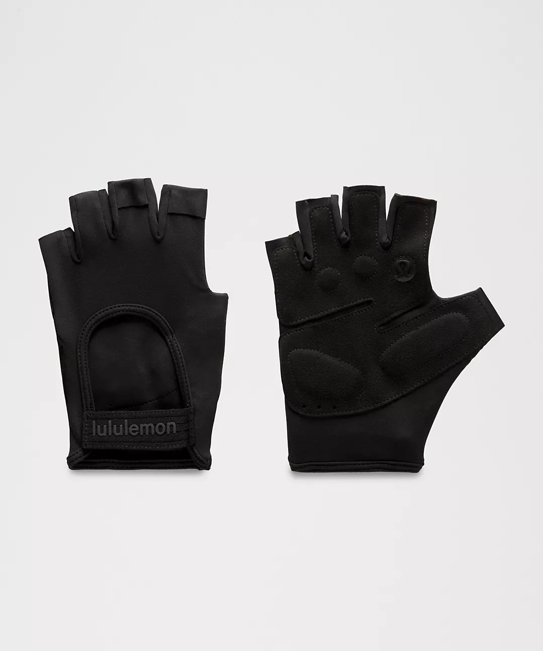 Guantes acolchados para gym Lululemon con palma negra de agarre y diseño lila #color_LL Black