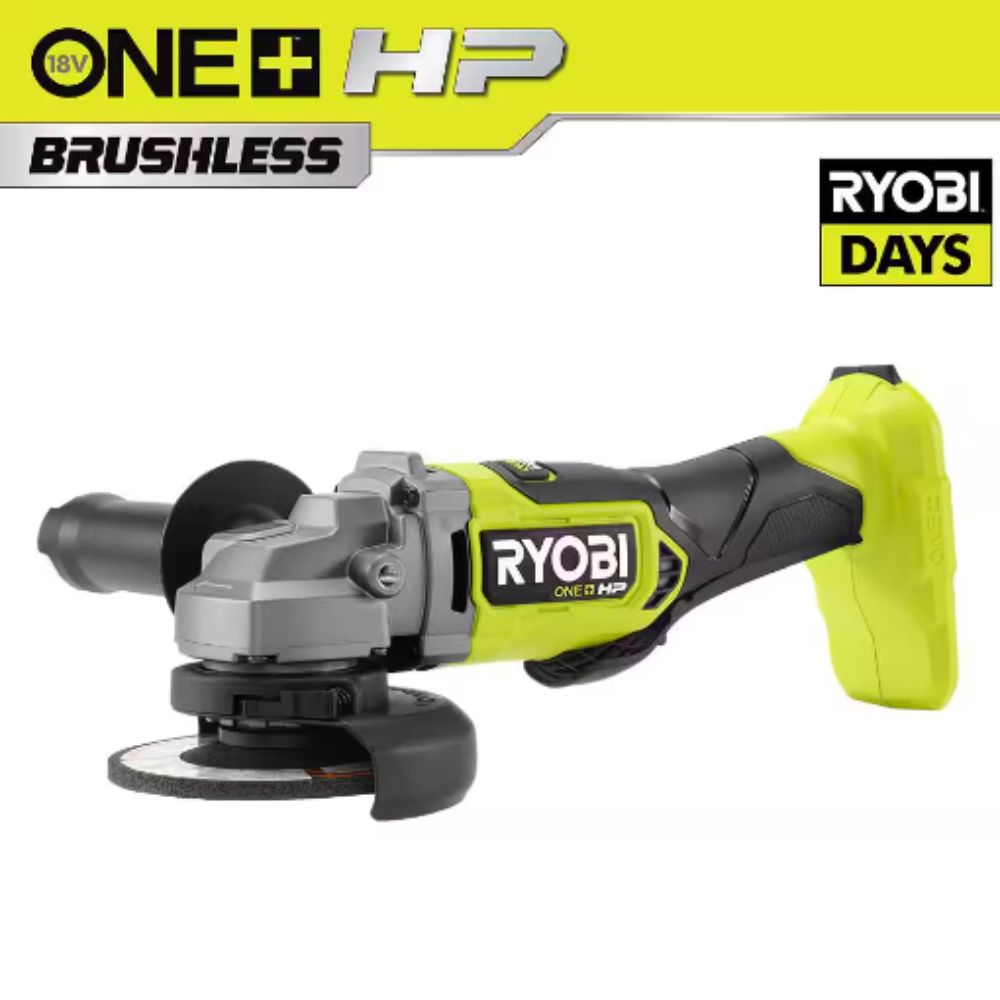 Ryobi - ONE+ HP 18V Brushless Cordless 4-1/2 in. Angle Grinder | Esmeriladora angular inalámbrica potente 18V Ryobi