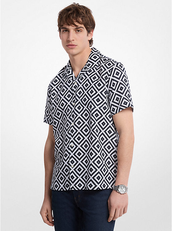 Printed Linen Camp Shirt