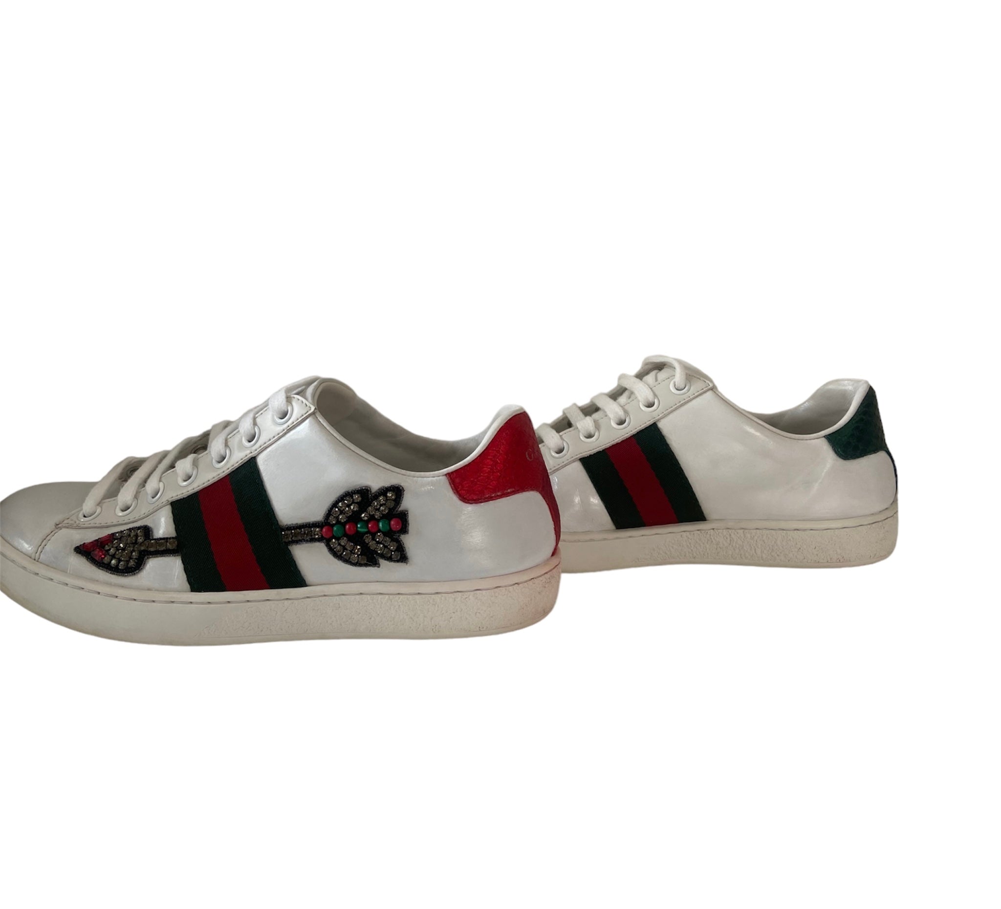 Zapatillas Ace Gucci de piel con parche de flecha