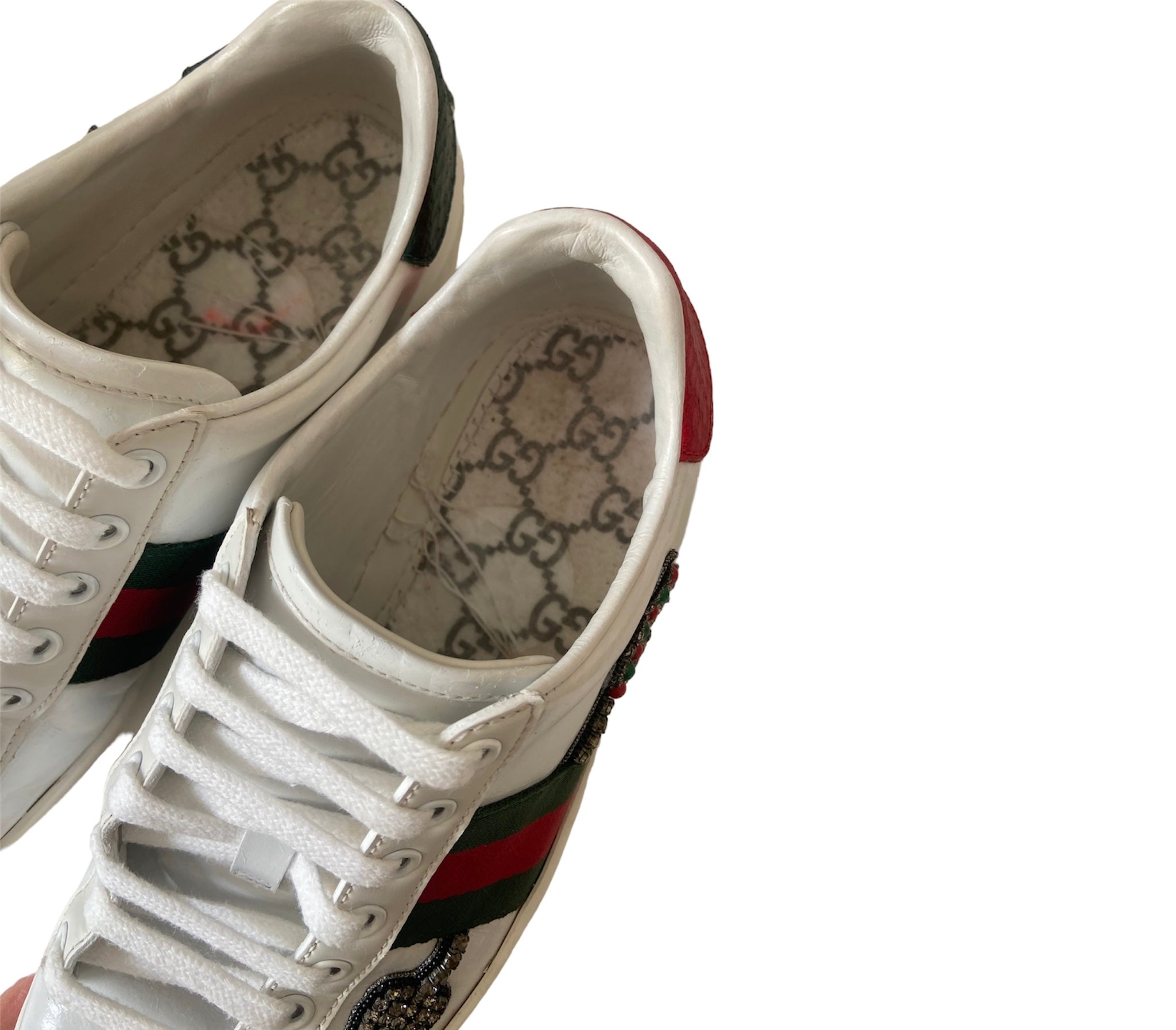 Zapatillas Ace Gucci de piel con parche de flecha