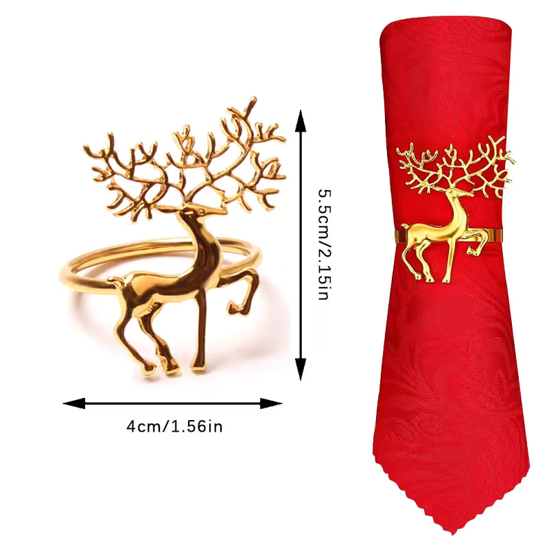 Anillos de Reno y Servilletas de Tela para Navidad de (paquete 6 pz)
