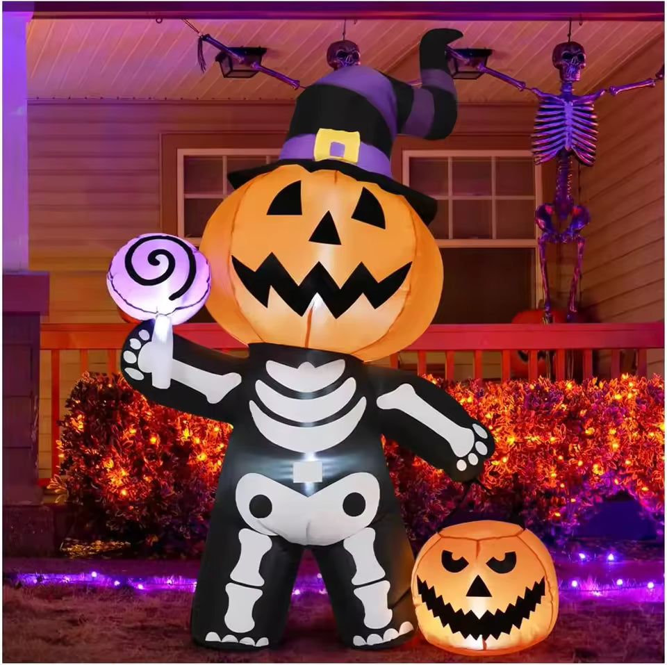 Inflable Halloween Calabaza Esqueleto con Luz LED 1.8 m