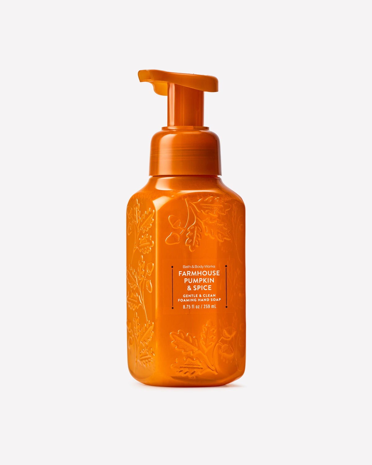 Jabón en espuma para manos Farmhouse Pumpkin & Spice de Bath & Body Works, botella naranja de 259 ml