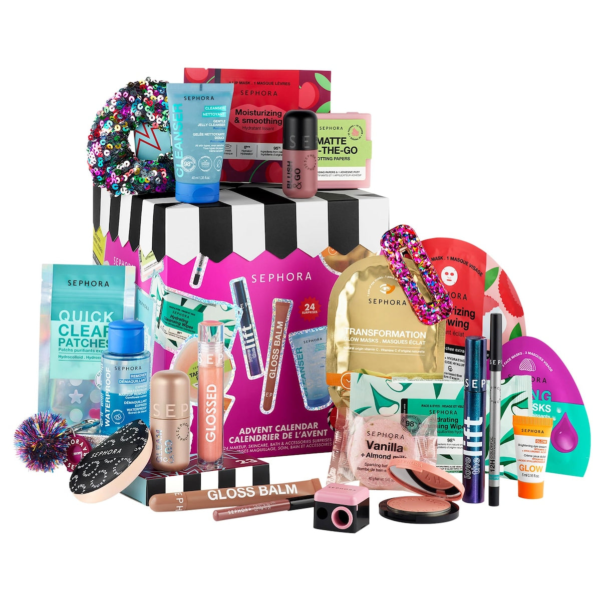 Calendario de Adviento Sephora Collection con 24 sorpresas de maquillaje cuidado de piel y accesorios