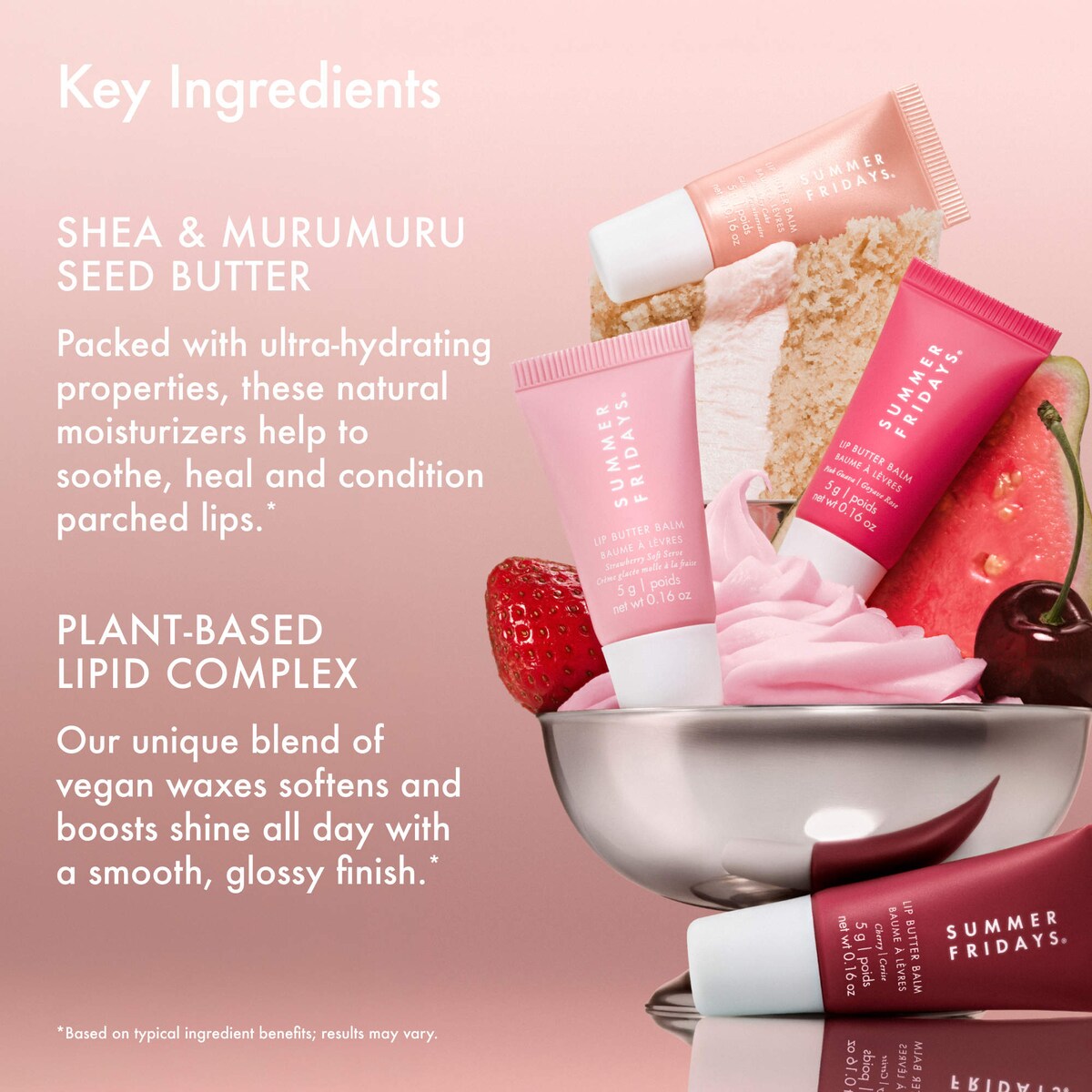 Cuatro bálsamos labiales mini de Summer Fridays para bolso neceser y cuidado diario