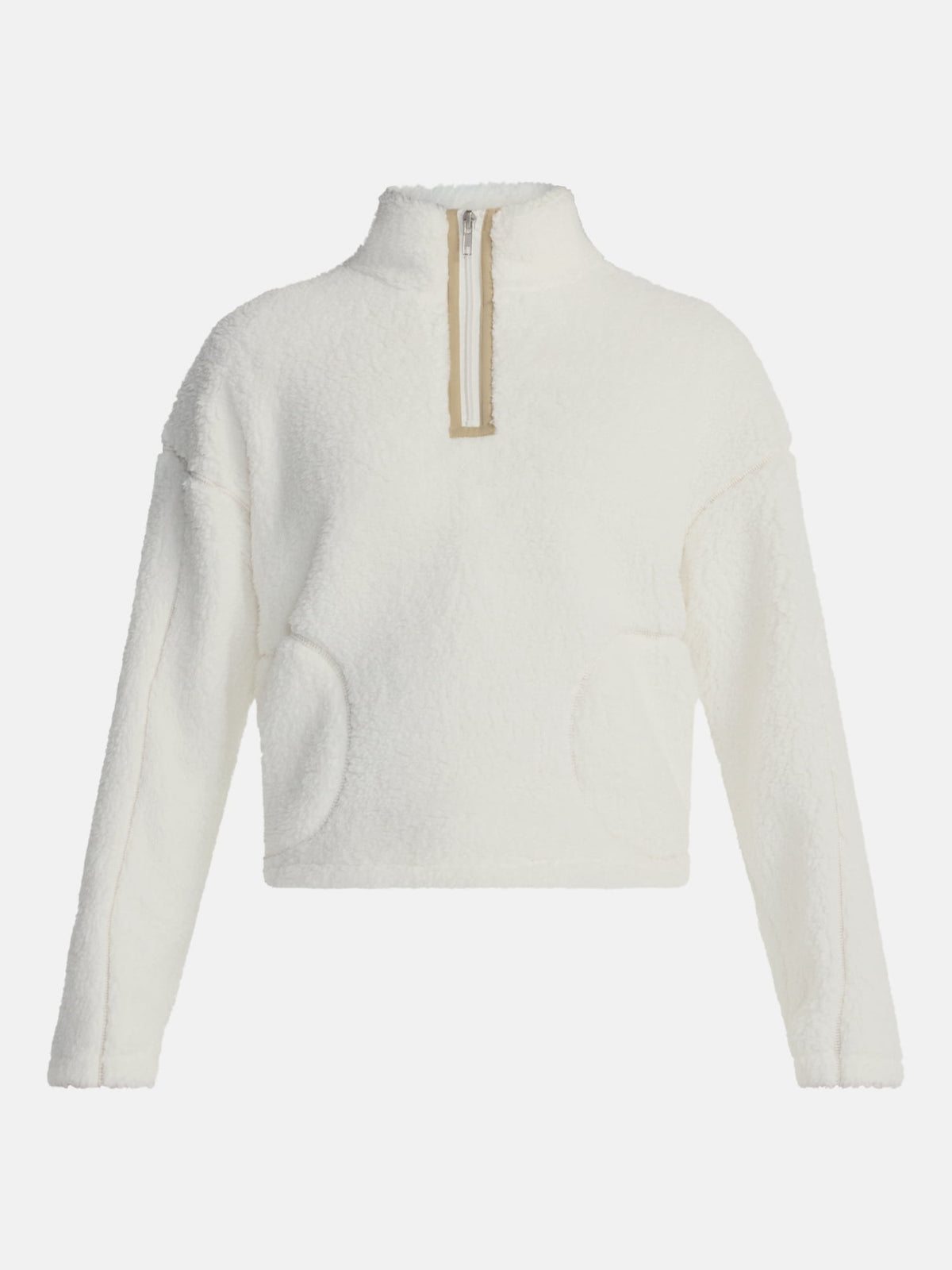 No Boundaries Faux Shearling Plush Pullover para mujer, NOB Winter White, fotografía complementaria de la sudadera #color_NOB Winter White