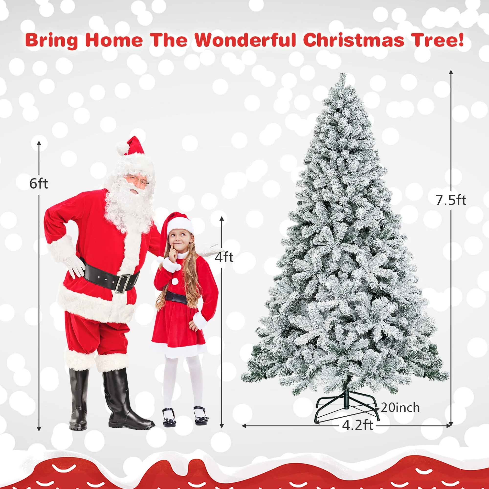 Árbol de Navidad artificial Decorado con Nieve y Bisagras de metal sin Iluminación