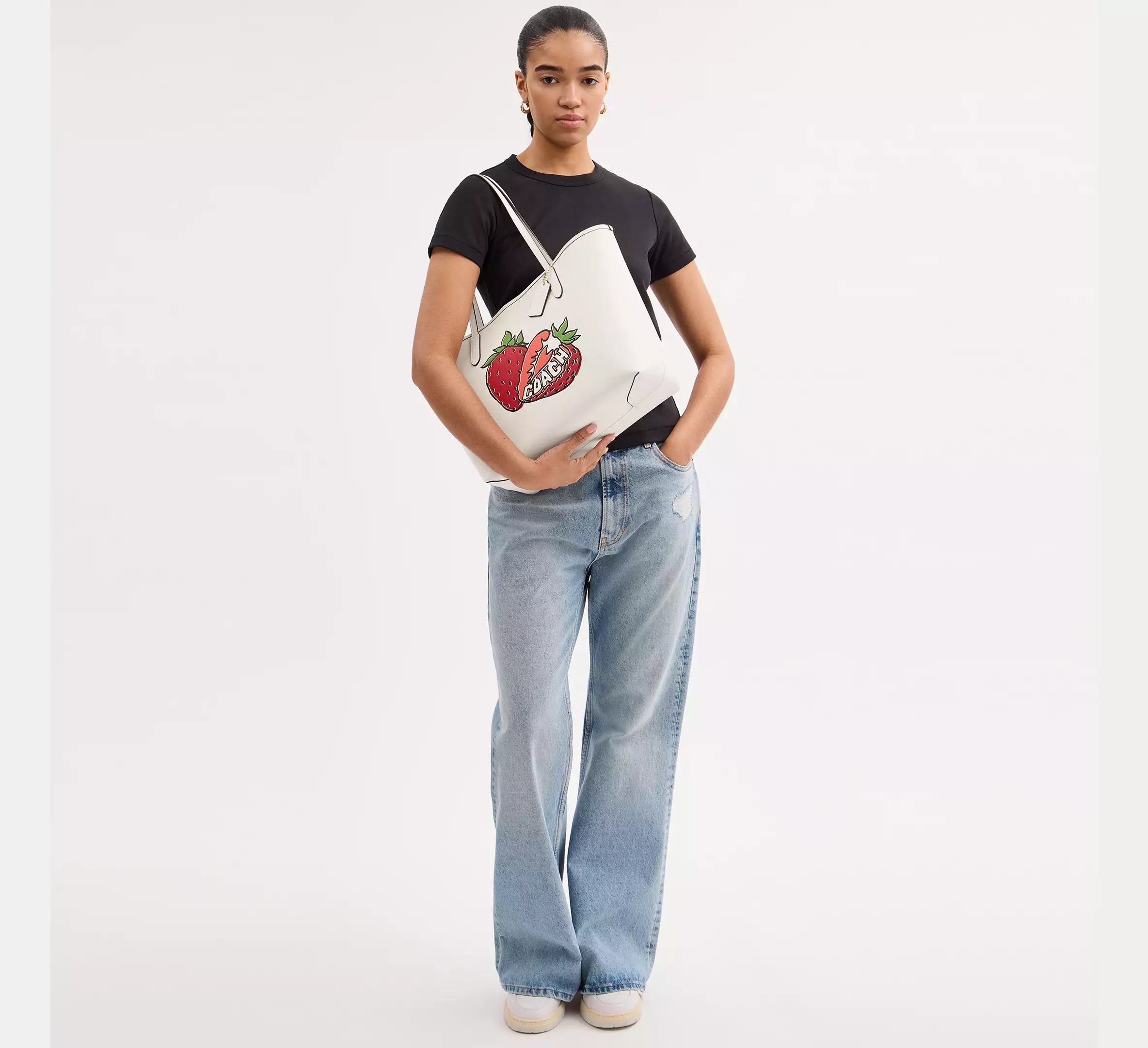 City Tote Bag With Strawberry Graphic