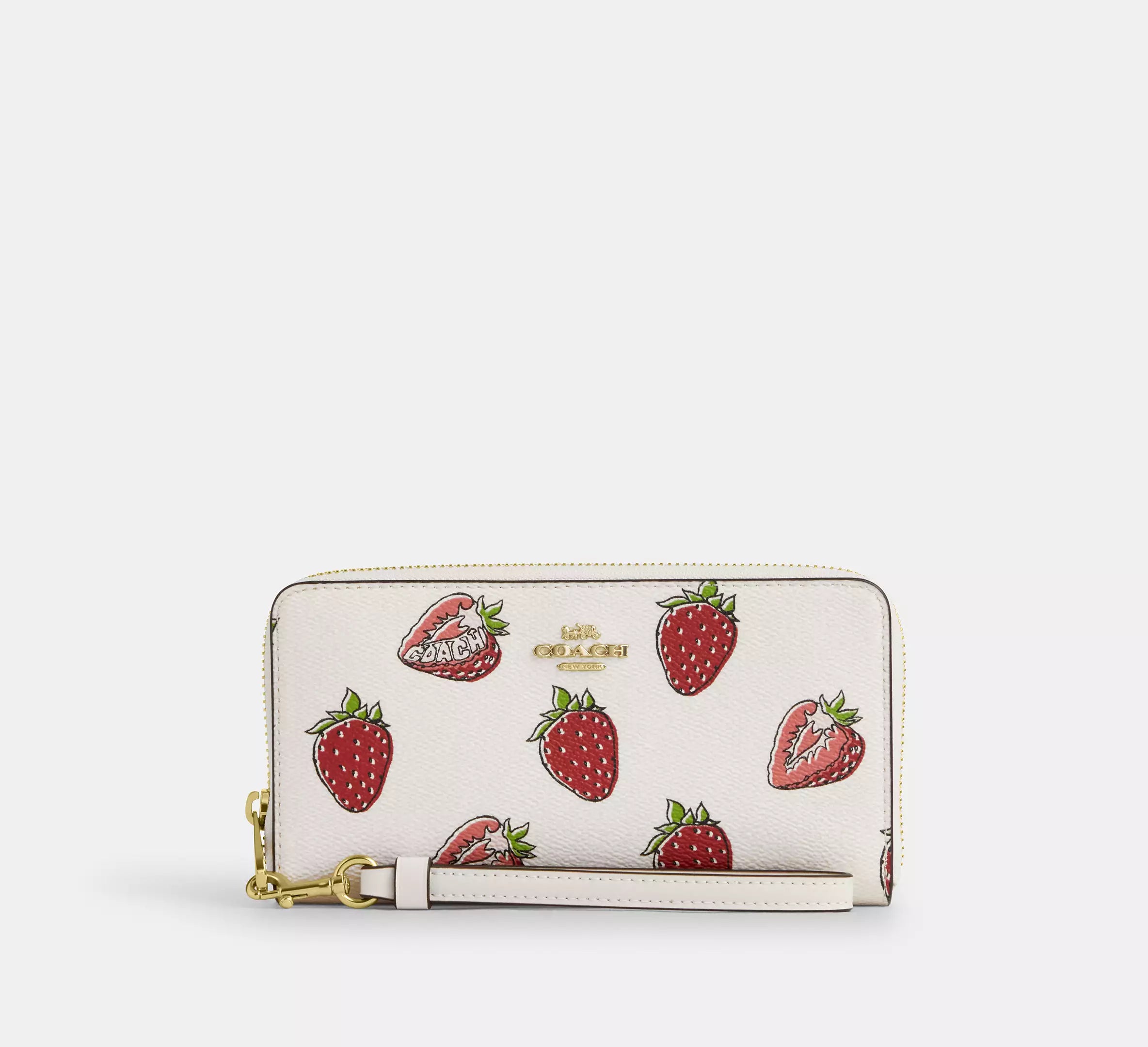 Long Zip Around Wallet With Strawberry Print