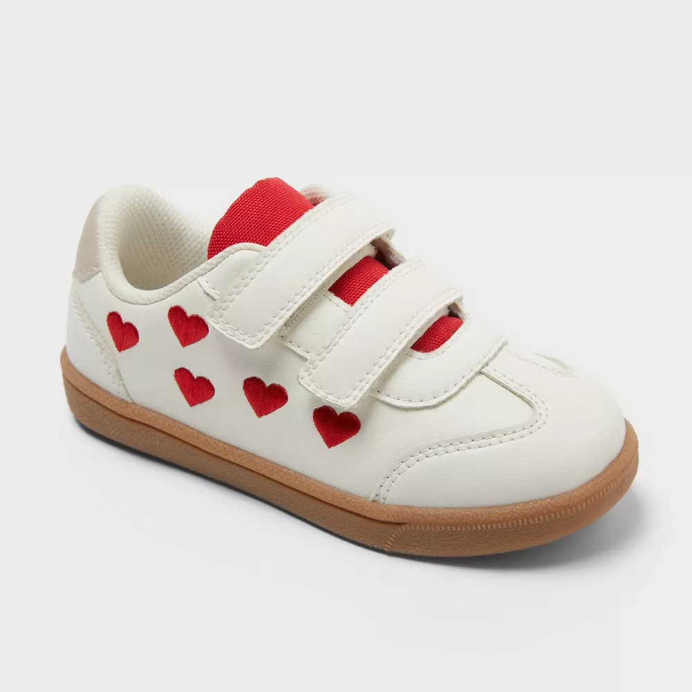 Tenis infantiles Cat & Jack Dakota White Heart blanco con corazones rojos - vista principal