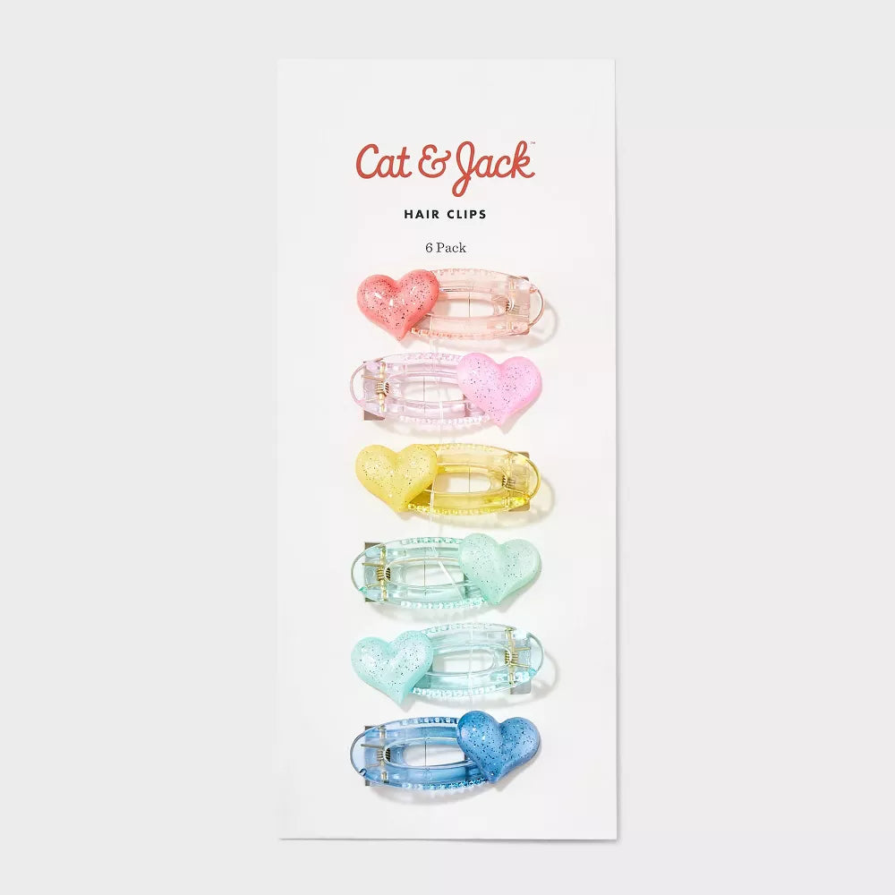 Paquete Heart Hair Clips Cat & Jack con seis broches multicolor