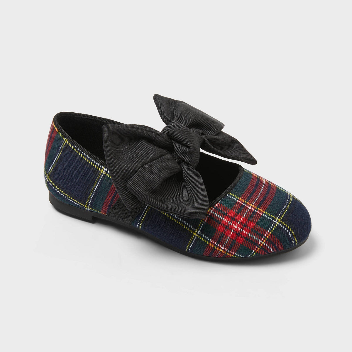 Cat & Jack Meena bailarinas infantiles de cuadros Navy Blue Red Black con detalle de moño #color_CJ Navy Blue/Red/Black