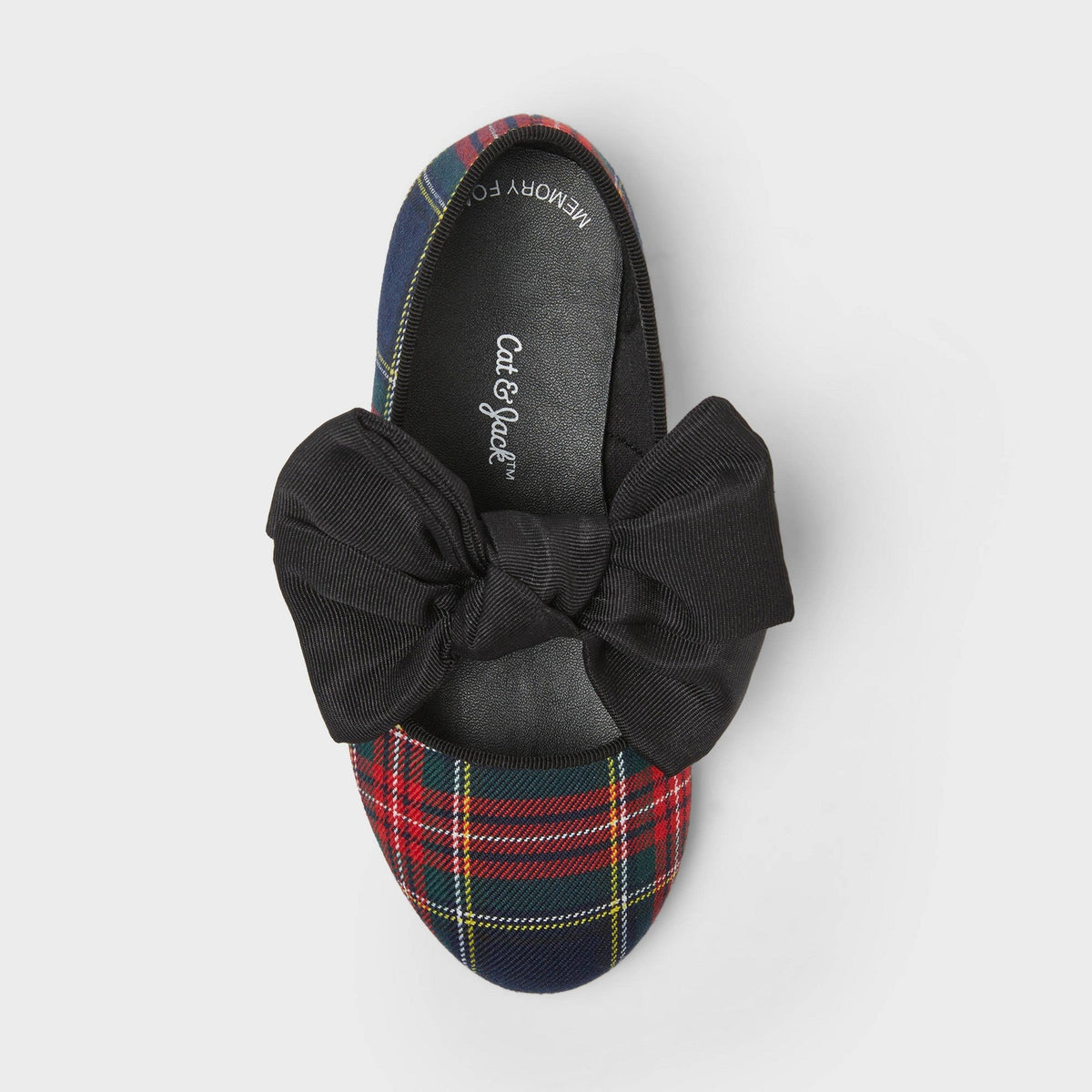 Cat & Jack Meena calzado infantil de cuadros con punta redonda y tira sobre el empeine #color_CJ Navy Blue/Red/Black