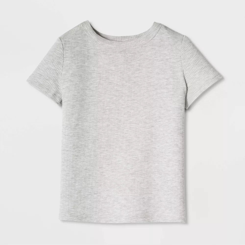 Playera Cat & Jack gris jaspe claro de manga corta para niña #color_CJ Light Heather Gray