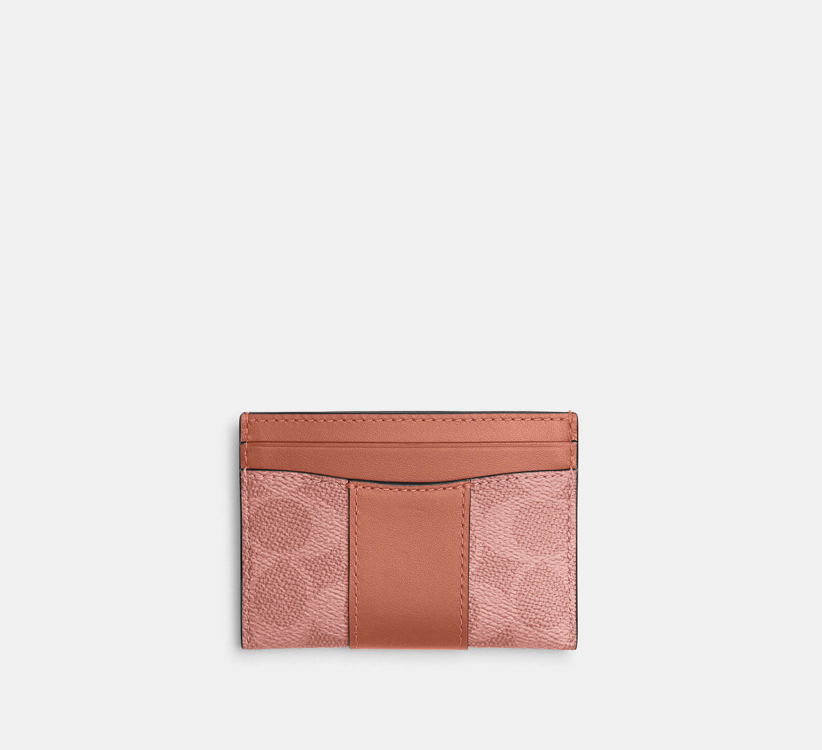 Coach Essential Card Case en Signature Canvas color melon pink vista posterior