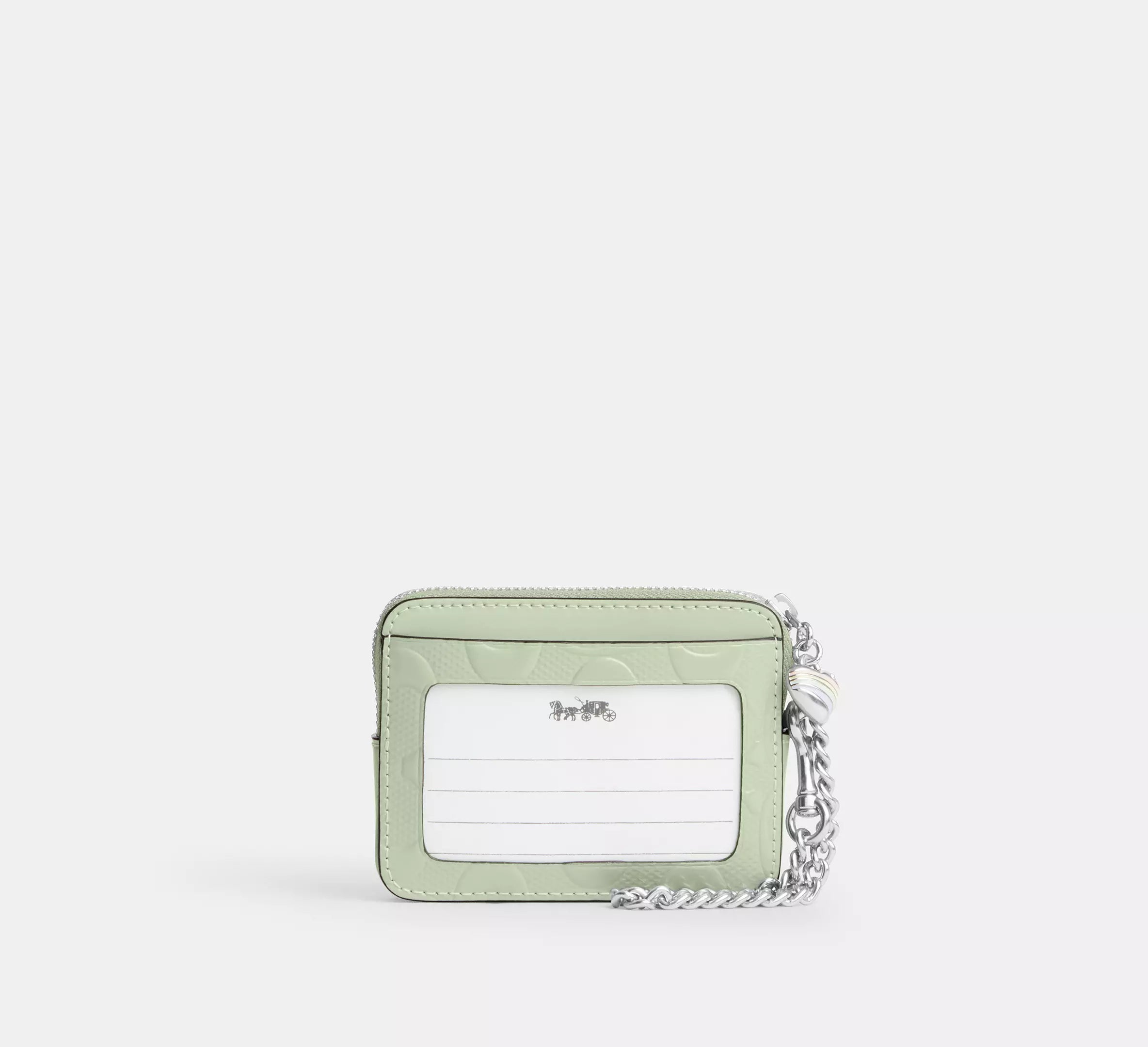 Zip Card Case In Signature Leather With Heart Charm