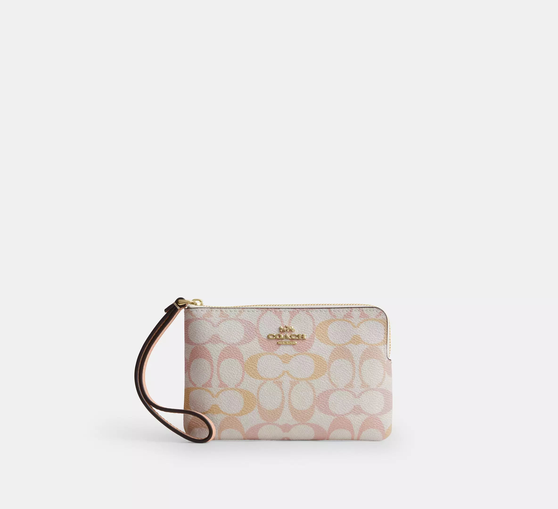Corner Zip Wristlet In Pretty Signature Canvas