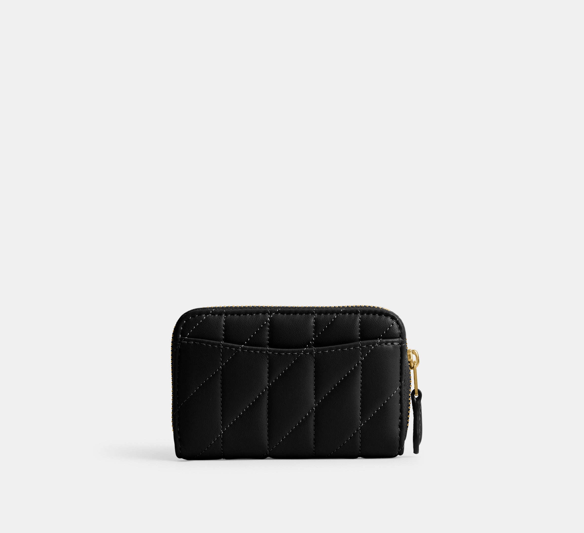 cartera pequeña Coach con cierre y diseño pillow quilting #color_CA Brass/Black
