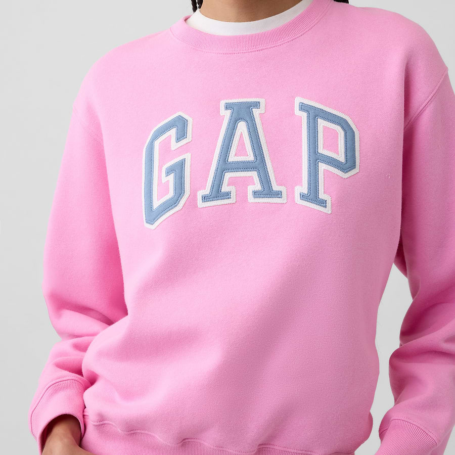 Detalle del logo y la tela de la sudadera GAP Pink flamingo #color_GAP Pink flamingo