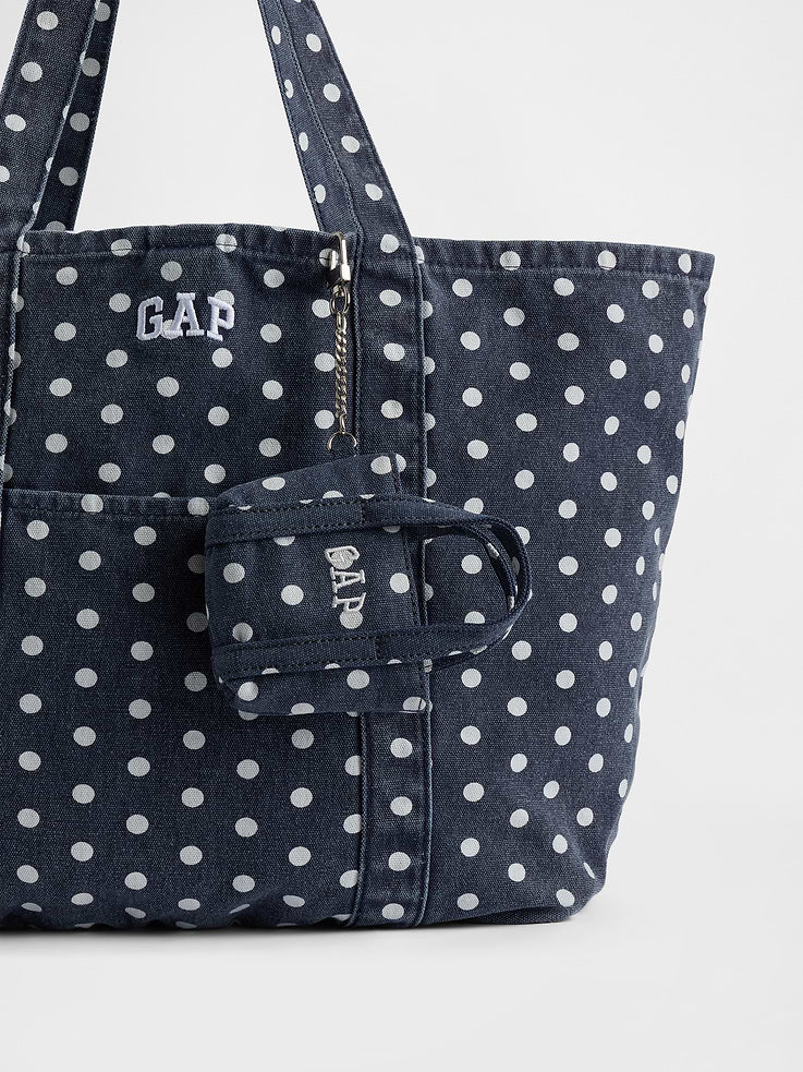 Gap Logo Tote Bag Charm Navy Polka Dot vista adicional #color_GAP Navy Polka Dot